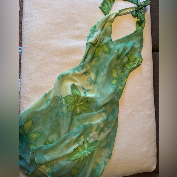 Vintage Dresses & Skirts - Y2K Hibiscus Hawaii Floral Print Fairy Asymmetrical Halter Dress